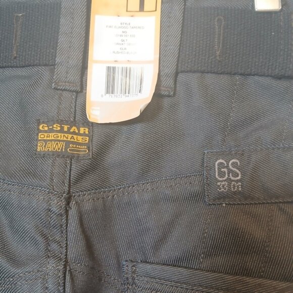 G-STAR Original Raw Denim Size 26x32 Fire Elwood Tapered Black New - Picture 9 of 10